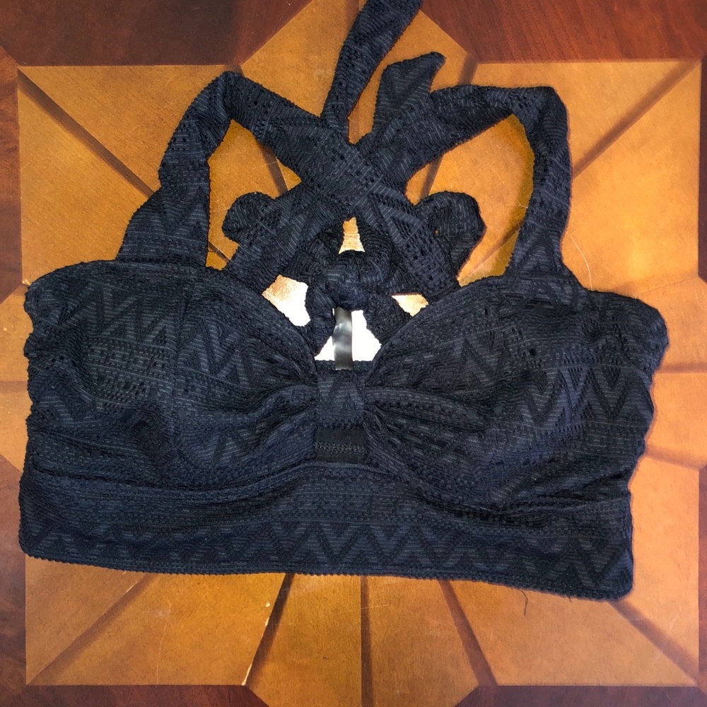 Lacey black tie-back swim top